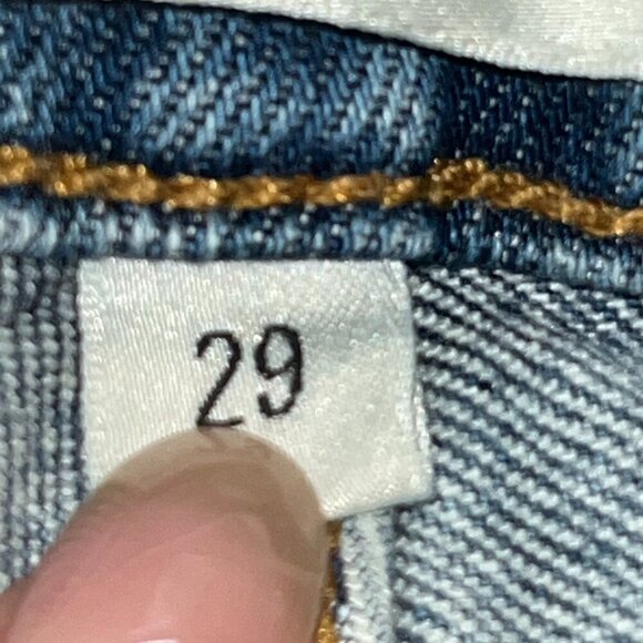 AGOLDE LOS ANGELES SOPHIE CHEWED HEM ORGANICALLY GROWN COTTON BLEND BLUE JEAN 29 - Picture 3 of 11